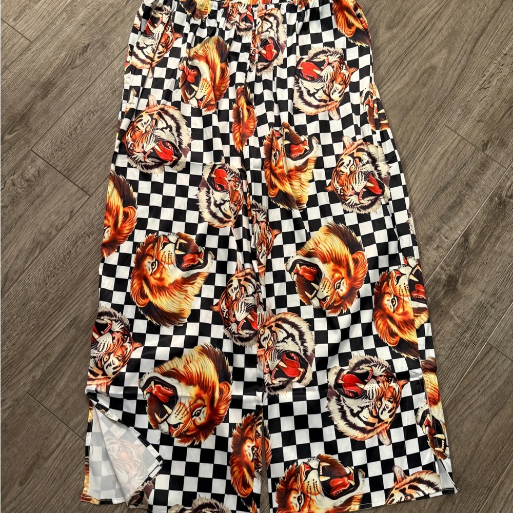 Dressed in LALA Checkerboard Lion Satin PANTS ONLY